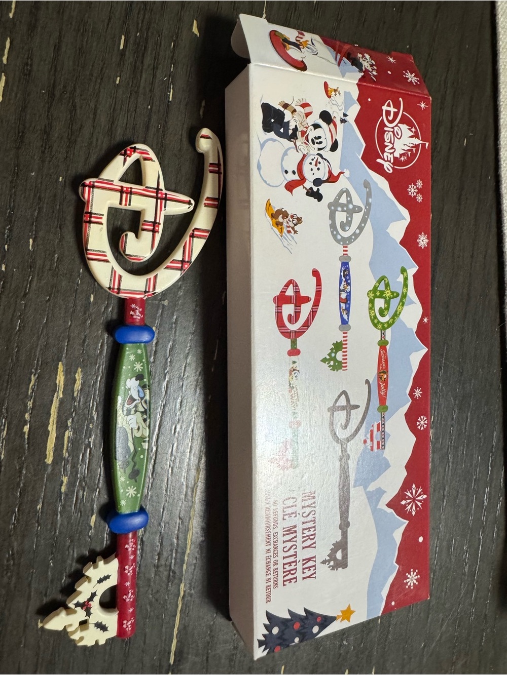 Disney Plaid & Green Holiday Mystery Key Ornament